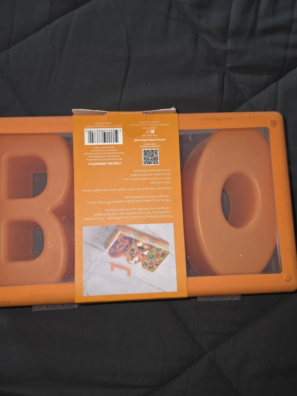 Orange Snack Box - 3-Compartment Kids Lunch Container Halloween BOO New